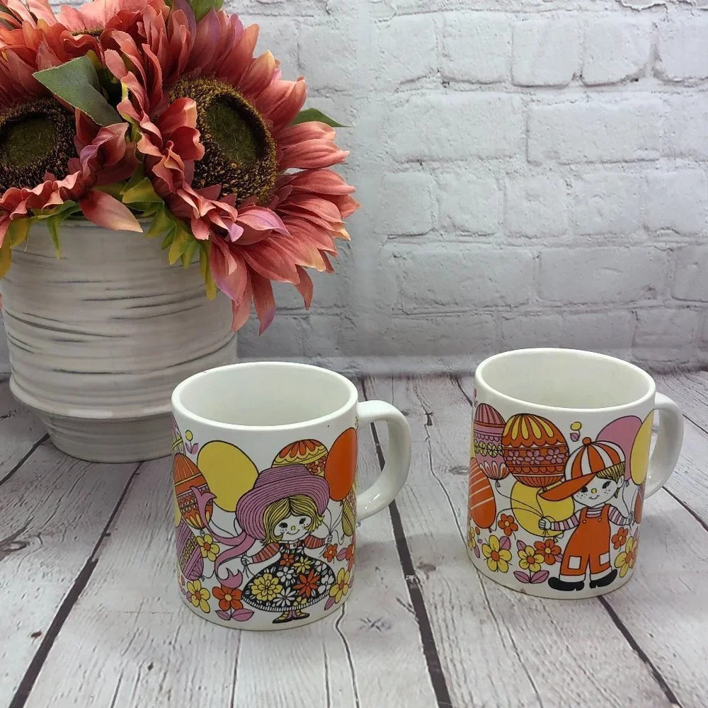 vintage boy and girl retro mug